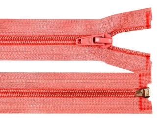 Korálová/červená - Spirálový zip 5mm, délka 45cm, dělitelný